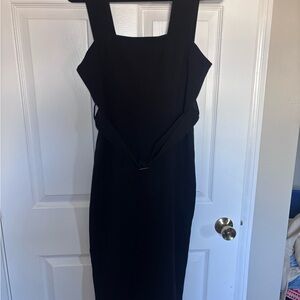 Classic Black Square-Neck Midi Dress - Brand Unspecified